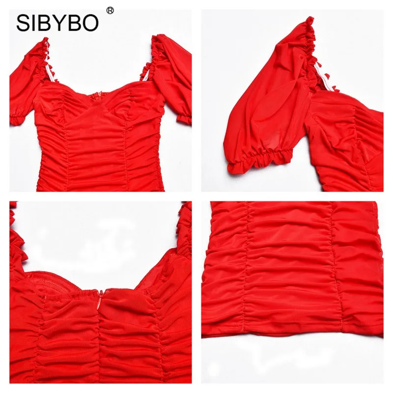 SIBYBO пикантные туфли с низким вырезом на спине рюшами вечерние платье для женщин