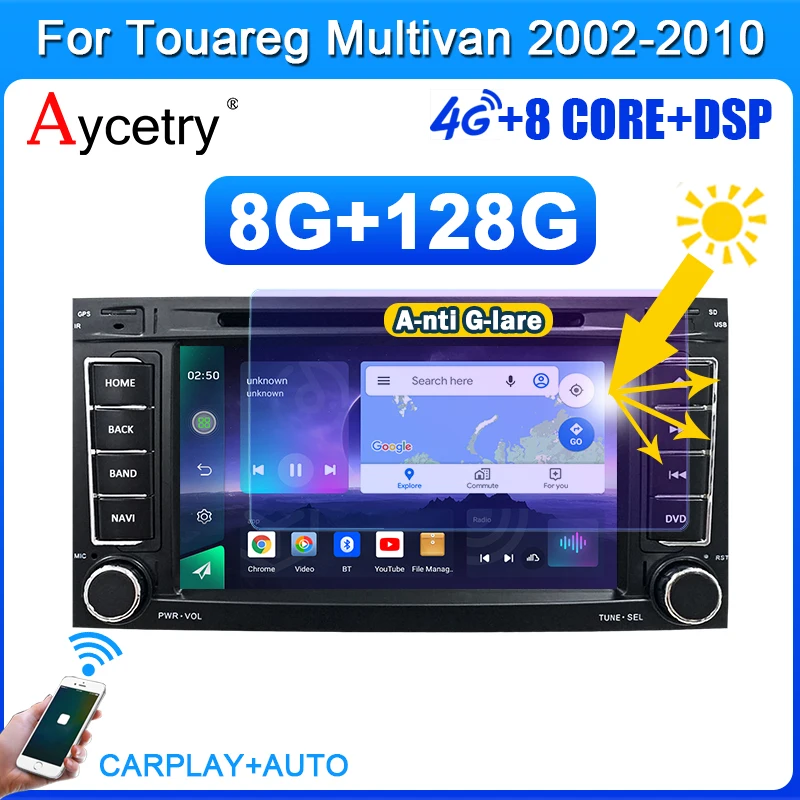 магнитола 2 din android 10 с экраном автомагнитола GPS для VW/Volkswagen/Touareg/Transporter T5