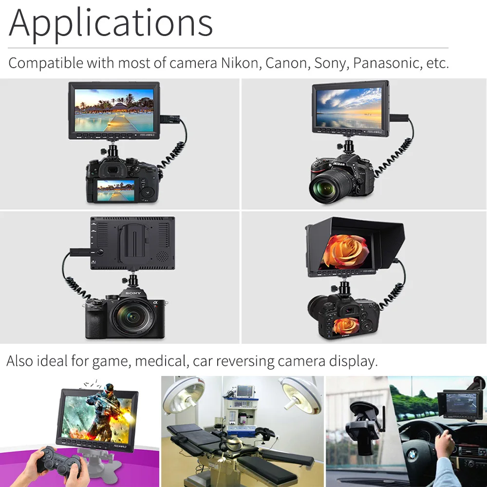 Kup 7 Cal Monitor Polowy 4K Kamera HDMI DSLR LCD IPS HD 1280x800 Pomoc Wideo Zewnętrzna Dla Nikon Sony Canon Aparat Gimbal FW759 Kup 7 Cal Monitor Polowy 4K Kamera HDMI DSLR LCD IPS HD 1280x800 Pomoc Wideo Zewnętrzna Dla Nikon Sony Canon Aparat Gimbal FW759