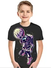 Детские летние футболки, 3D Футболка с принтом планеты, космоса, астронавта, Луны, звезд, неба, для мальчиков и девочек, детская одежда