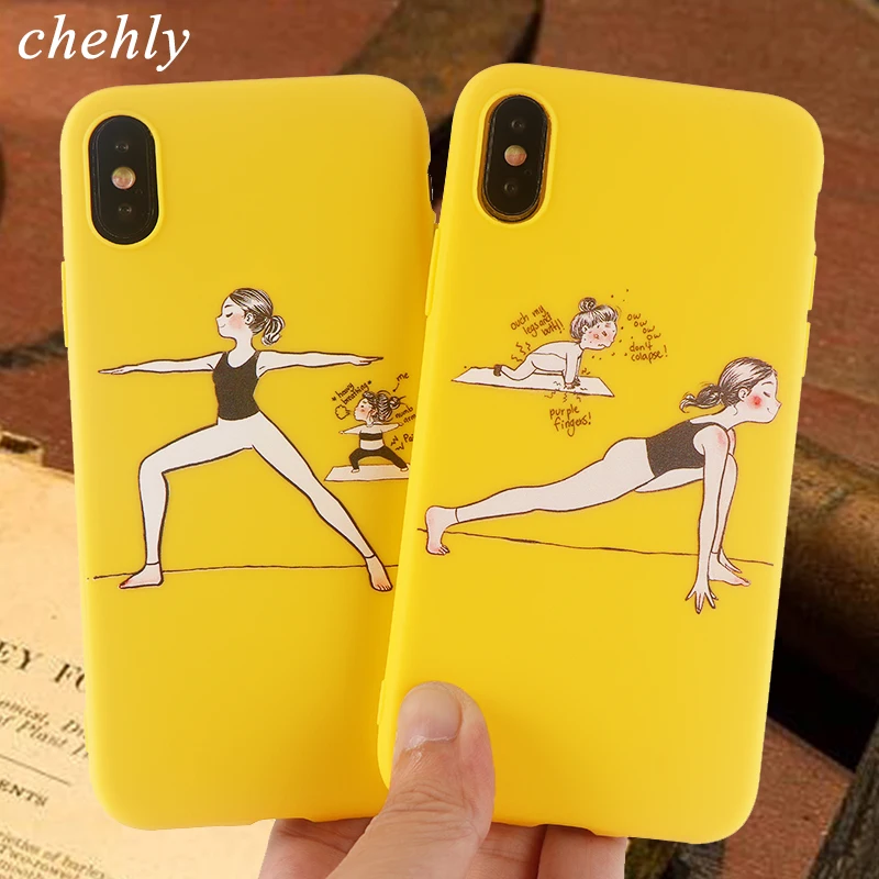 Забавный чехол для телефона Yoga girl iPhone X XR XS Max 8 7 6 S Plus Мультяшные Чехлы мягкий