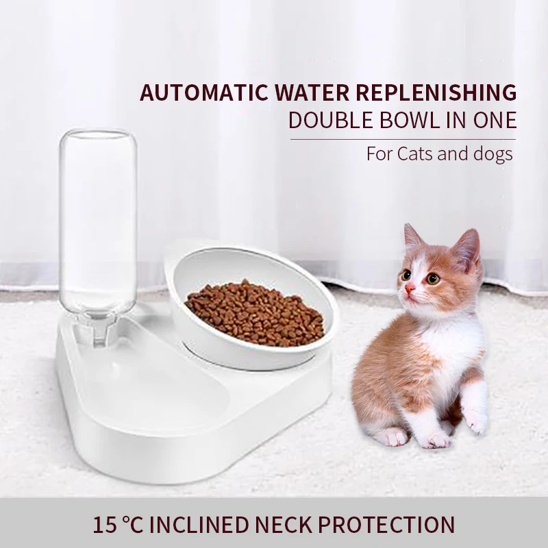 Автоматическая миска для домашних животных зеркальная с дозатором воды двойная