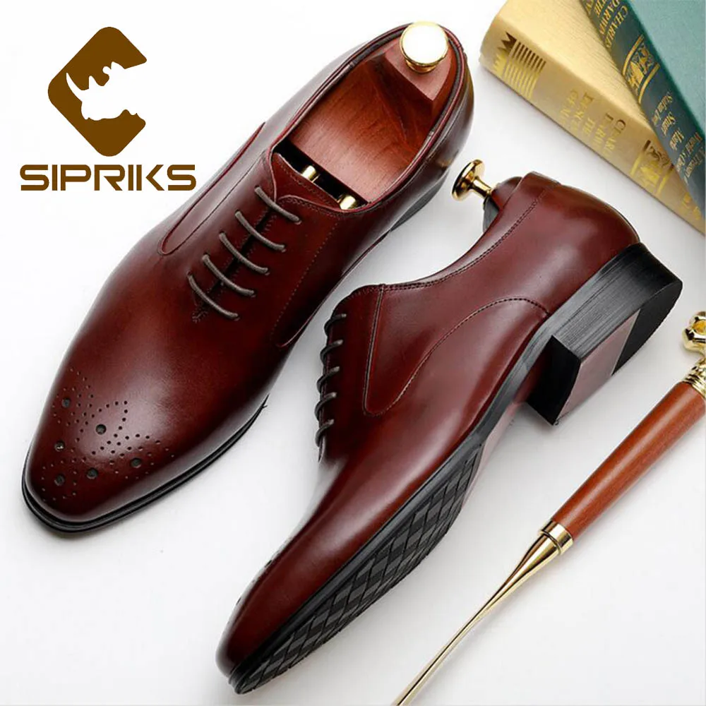 Sipriks Mens Burgundy Oxfords Comfort Casual Leather Shoes 2020 Wedding Formal Gents Suit Social Dress Elegant Black | Обувь