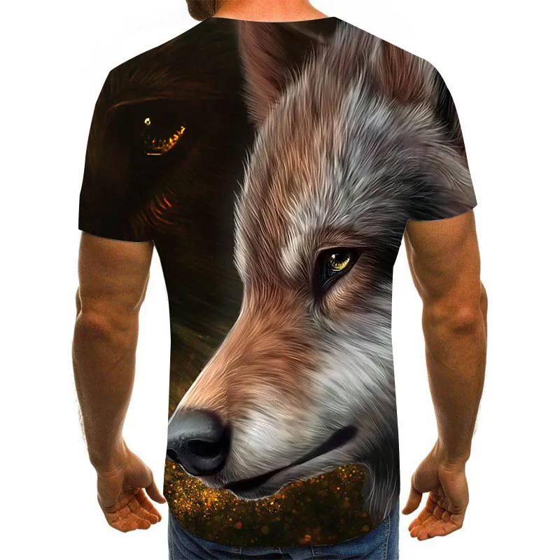 

2020 Newest Wolf 3D Print Animal Cool Funny T-Shirt Men Short Sleeve Summer Tops T Shirt Tshirt Male Fashion T-shirt