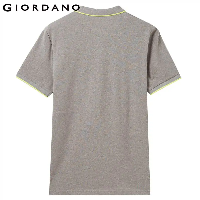 Мужская рубашка поло с коротким рукавом Giordano контрастная отложным воротником и