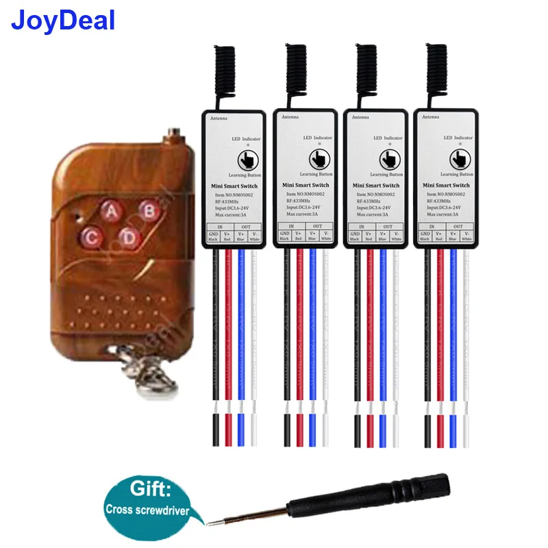 

433Mhz Mini Wireless Remote Control Power Switch & RF Transmitter For DC 5V 6V 12V LED Lamp with Table lamp Electromagnet Switch