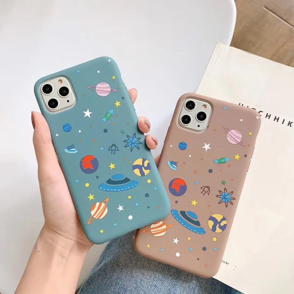 Новый Жидкий чехол для телефона с изображением планеты звезд iPhone 11 11Pro Max 7 8 Plus X XS XR