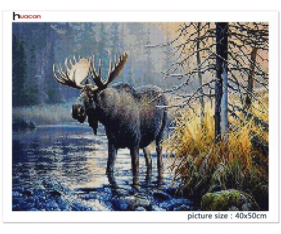 Huacan Алмазная картина олень 5D Diy Алмазная вышивка Животное украшение дома картина мозаика Стразы картины подарок