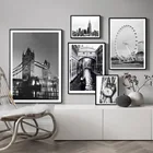 Венецианский канал, Лондонский мост, Парижская башня, скандинавский винтажный плакат на стену, художественный принт, холст, картина, настенные картины для декора гостиной