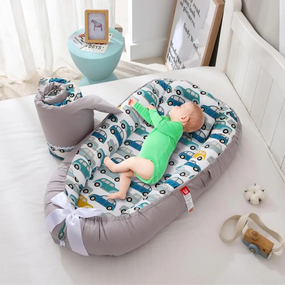 

Baby Nest Bed With Pillow And Quilt Portable Baby Snuggle Lounger Travel Bed Infant Toddler Cotton Cradle Suitable For Newborn