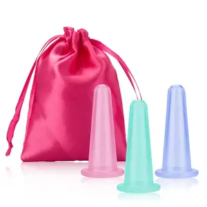 Набор силиконовых вакуумных чашек для массажа, Вакуумная чашка на присоске для массажа, целлюлитного массажа лица, вакуумная банка для лица