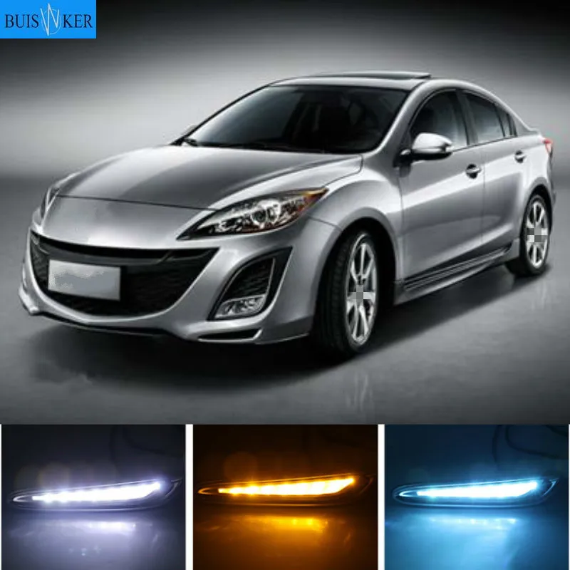 1 пара для Mazda 3 Mazda3 2010 2011 2012 2013 светодиодный DRL Дневной светильник желтый указатель