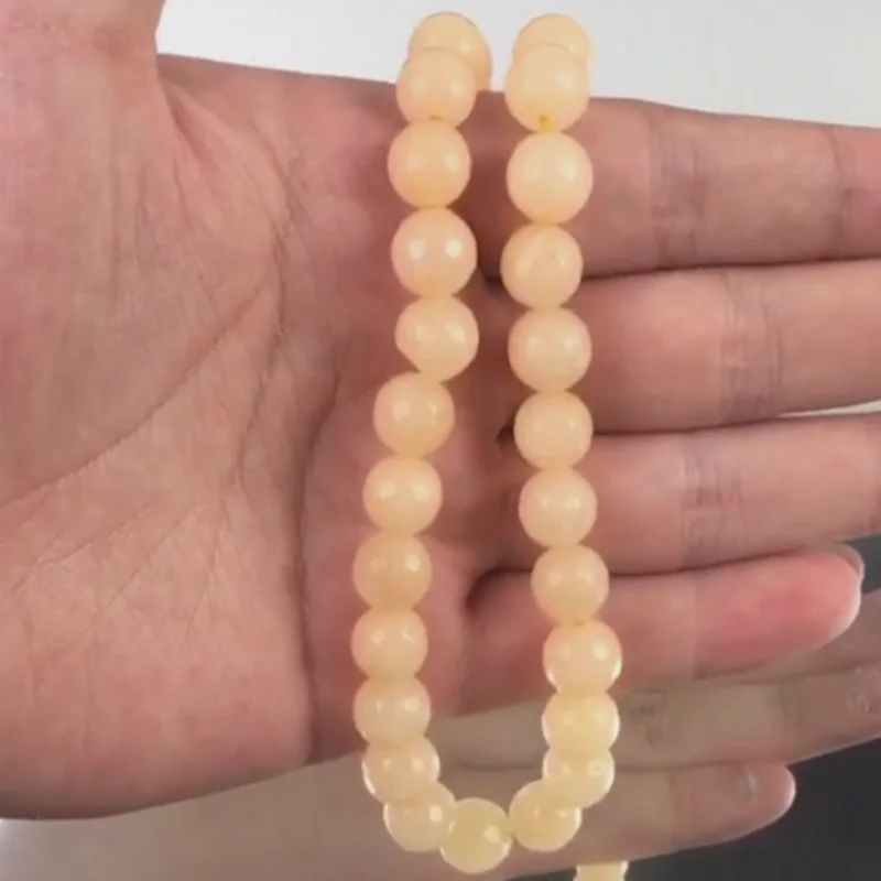 

Beads Popular Jewelry Accessories Making DIY Round Natural Stone Faceted Light Yellow Jades Chalcedony Women Necklace Bracelet