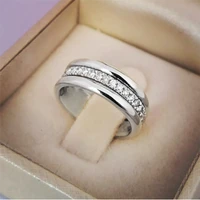 fashion wedding women ring simple finger rings with middle paved cz stone understated delicate female engagement jewelry