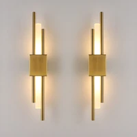 modern stylish black and bronze brass gold 50cm metal acrylic pipe led wall lamp for living room bedroom hallway wall sconce