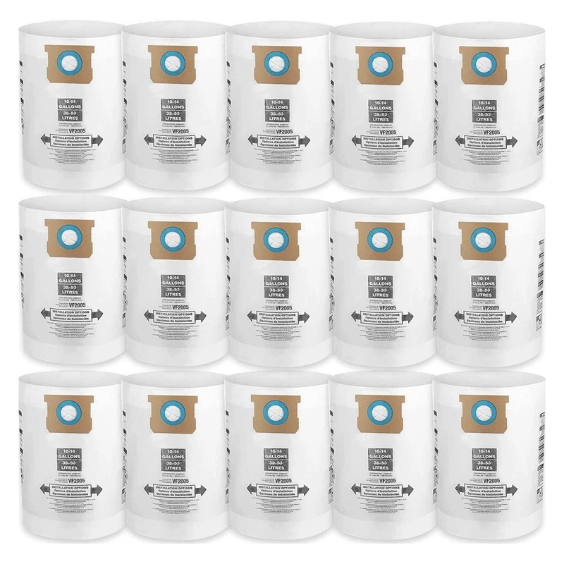 

15-Pack Shop Vac Bags 10-14 Gallon,Wet Dry Vacuum Bags Type F&Type I,For Shop-Vac 9066200 9067200 Replace Part