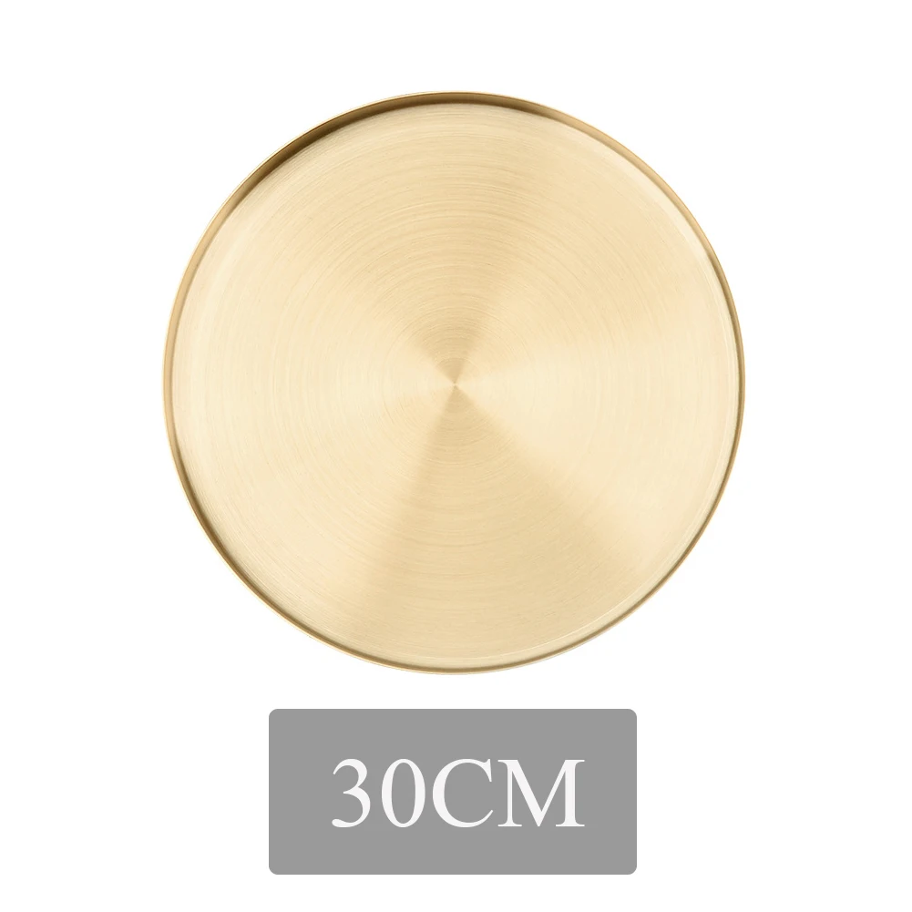 Kitchen Stainless Steel Storage Tray Space Saving Organizer Jewelry Display Plate Round Shape Multifunctional Bathroom Gold | Дом и сад
