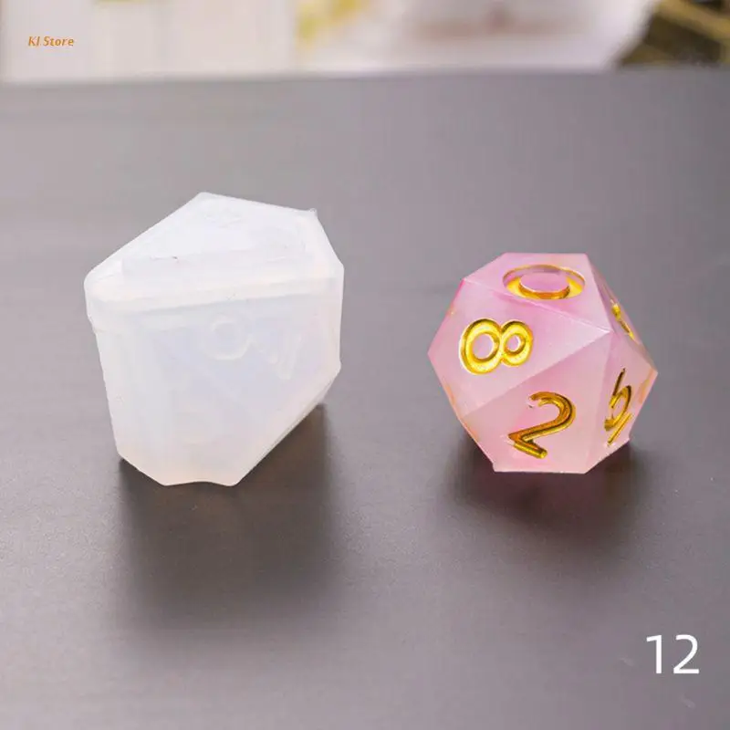 

J78F DIY Crystal Epoxy Mold Dice Fillet Shape Multi-spec Digital Game Silicone Mould