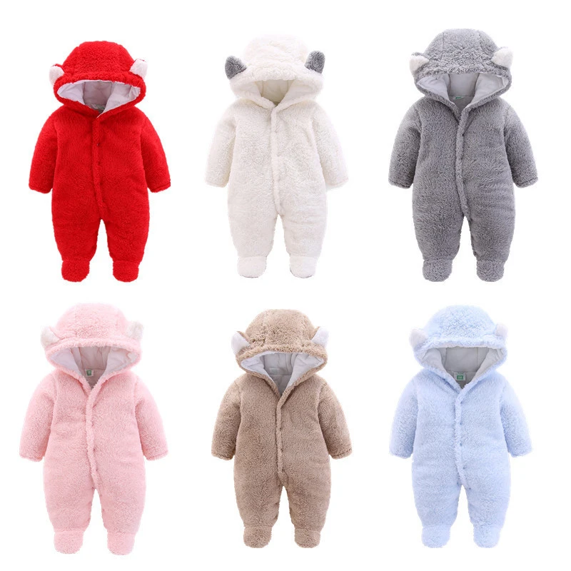 

CITRUS Newborn Baby Winter Bear Romper Baby Boys Clothes Coral Fleece Warm Soft Overall Baby Grils Rompers Jumpsuit