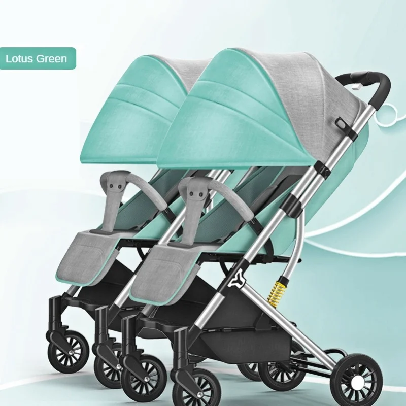 High Configuration Twin Baby Stroller Double Detachable Lightweight Folding Multifunctional Baby Stroller