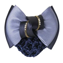 Women Professional Crystal Bow Barrette Ribbon Hair Clip Nurse Hotel Bank Stewardess Hairpin Snood Net Bun Hairgrip Accessories (1)