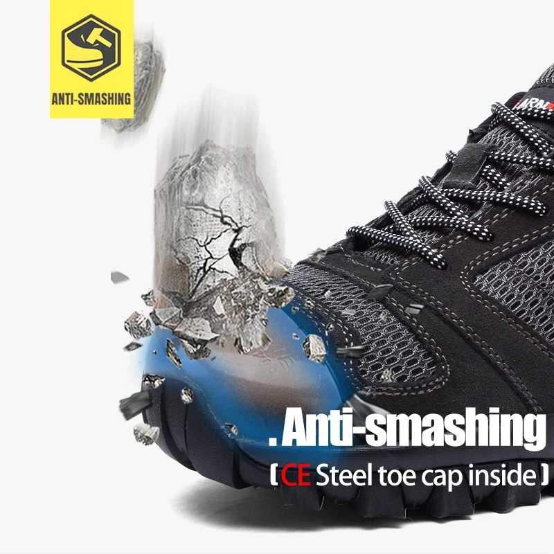 Модная мужская Защитная легкая дышащая Нескользящая Строительная обувь со