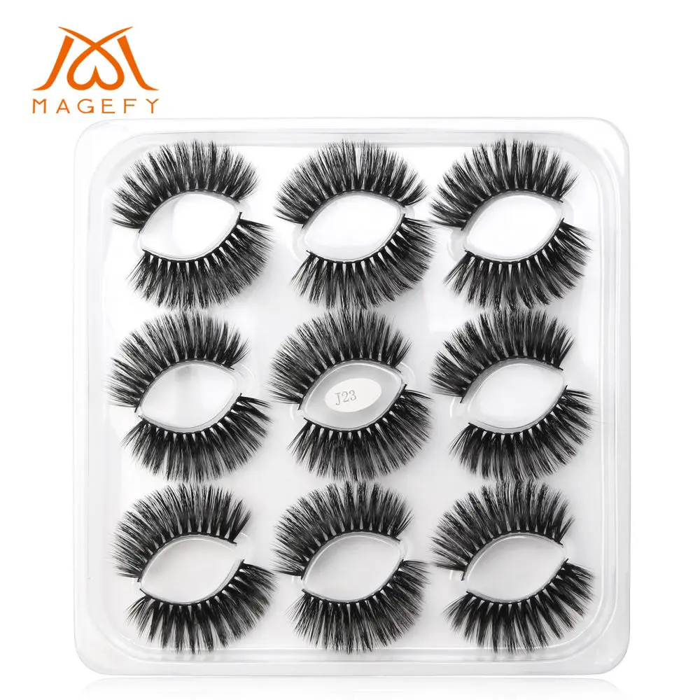 9pairs pack-3DJ23 5/7/9/10 пар в комплекте; 3D норковые ресницы длинные накладные ресницы в виде натуральных пышный объем тонкими поддельные клей для наращивания ресниц Макияж торговля - Цвет: 9pairs pack-3DJ23