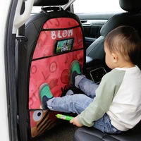 cartoon seat cover kid cute car seat back cover protector for kids childrens anti kick mat touch screen storage bag waterproof