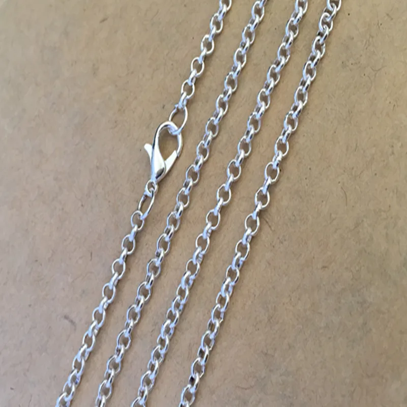 2mm Silver Color Link Necklace Chain With Lobster Clasp Pendant Accessories Pocket Watch 5Pcs/Lot | Украшения и аксессуары