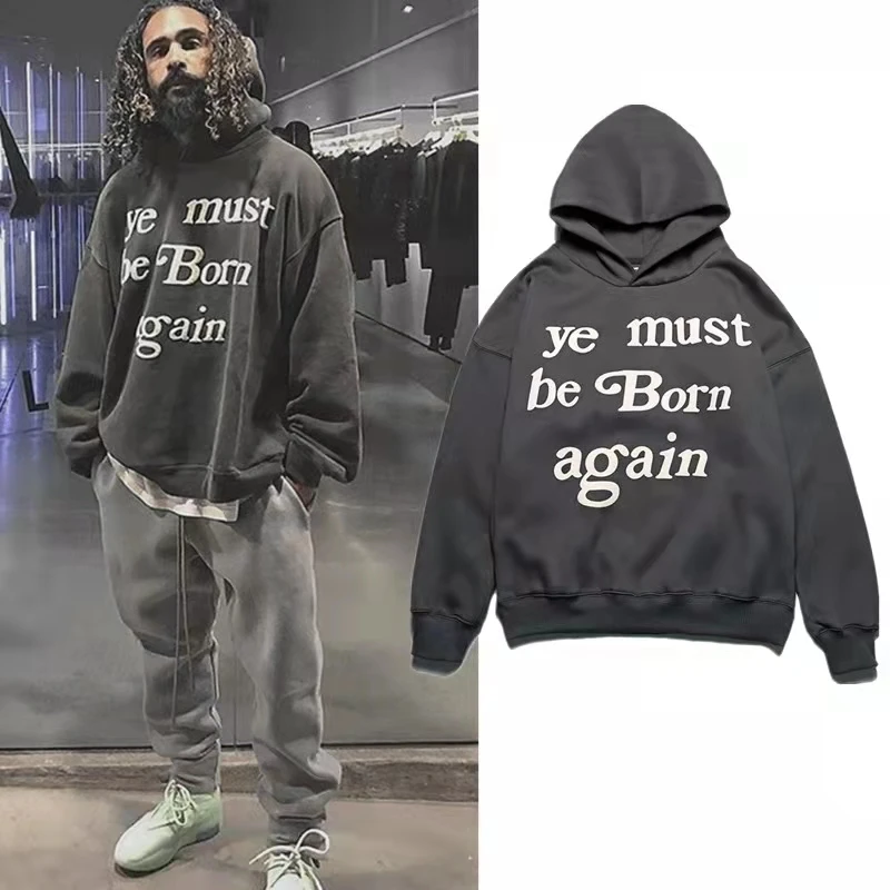 

22SS Ye Must Be Born Again Logo Print CPFM.XYZ Hoodie Men Women EU Size 100% Cotton CPFM Pullover Fashion Autumn Winter Harajuku
