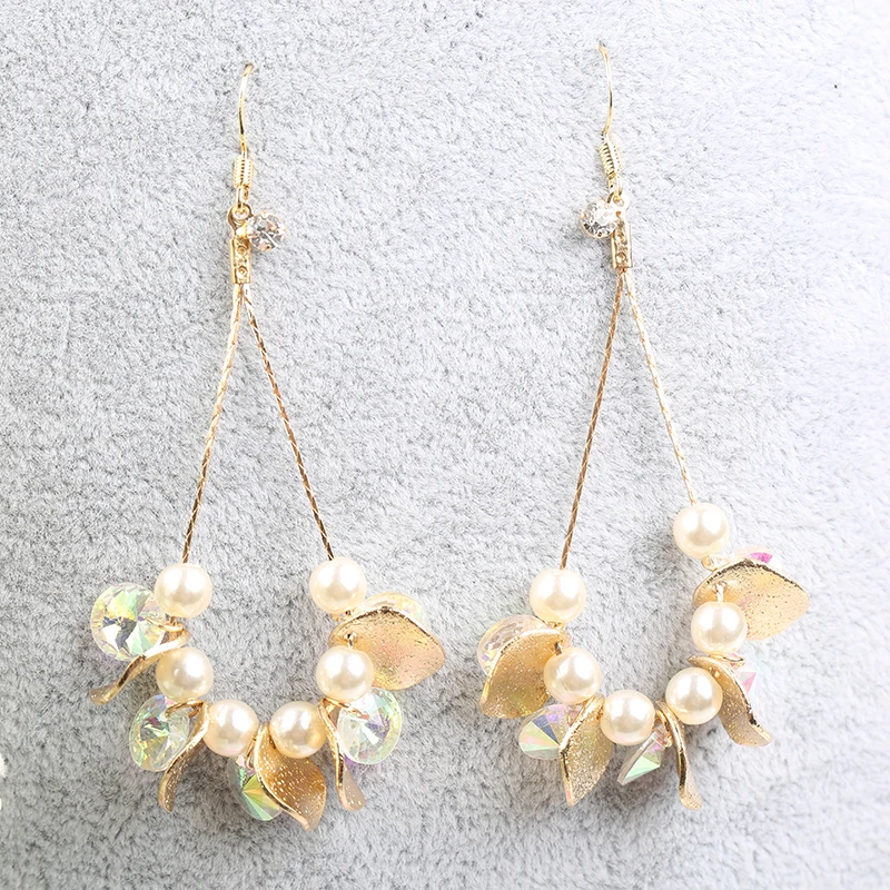 VEYO золотые серьги с жемчугом и цирконием элегантные длинные для женщин девушек