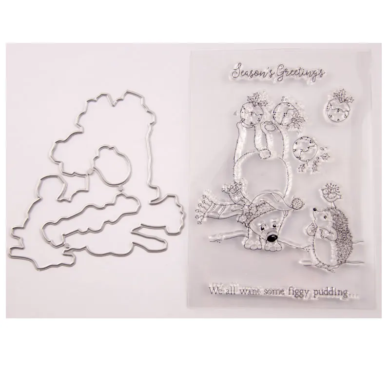 Рождественский полярный медведь прозрачный штамп и металлические штампы для