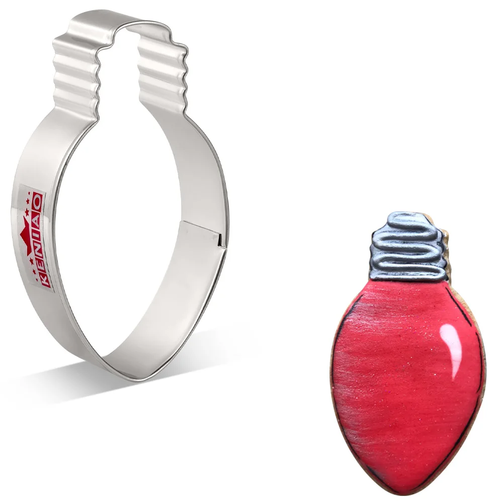 

KENIAO Christmas Light Bulb Cookie Cutter - 8.6 x 5 CM - Biscuit Fondant Sandwich Bread Mold - Stainless Steel