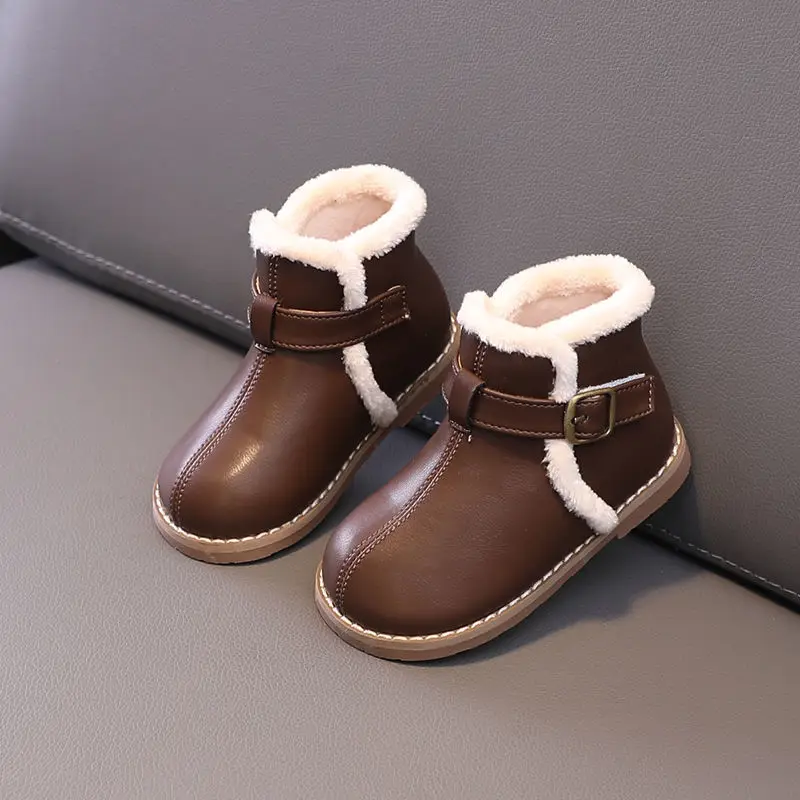 

New Winter Warm Cotton Boots Kids Snow Boots Children Snow Boots Winter Boys and Girls Plus Velvet Thick British Cotton Shoes