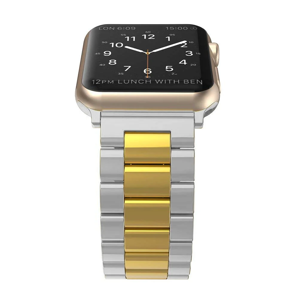 Ремешок из нержавеющей стали для Apple Watch, ремешок iWatch, металлический ремешок для часов, розовый, 38, 40, 42, 44, браслет с застежкой, серия 4, 3, 2, 1 - Цвет ремешка: Silver Gold