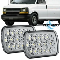 for chevy express 1500 2500 3500 cargo van 5x7 7x6 sealed led headlights 2pcs ip68 waterproof 15 ultra bright cree led chips