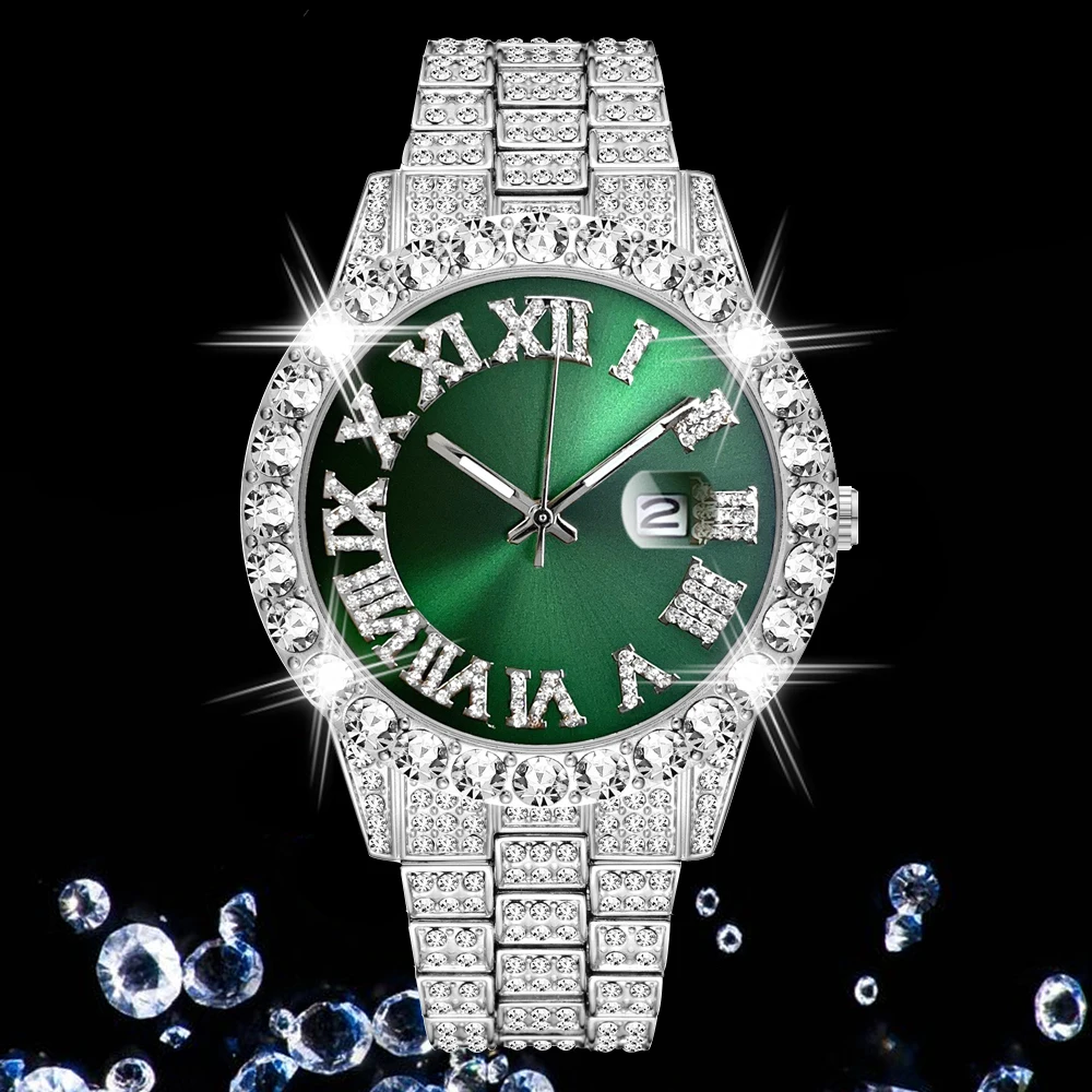 

Iced Out Mens Watches Top Brand Luxury Diamond Rhinestone Bling Causal Dress Man Watch Waterproof Quartz Male Clock Dropshipping