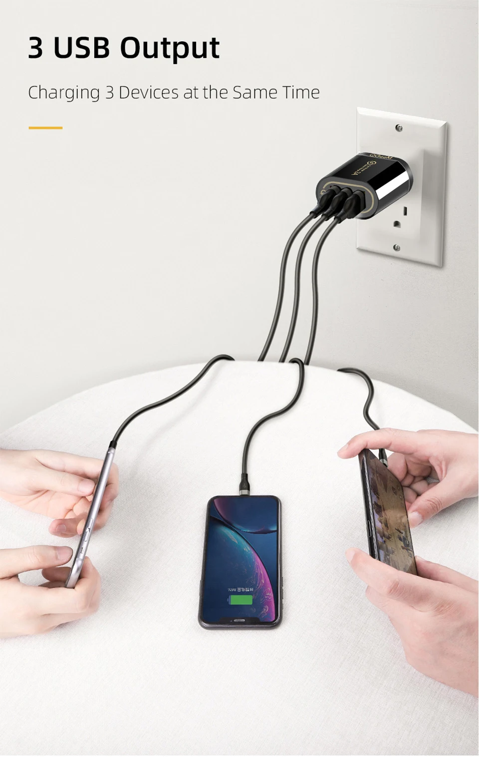QGEEM 3 USB зарядное устройство для iPhone Quick Charge 3,0 быстрое зарядное устройство для Xiaomi QC 3,0 портативное зарядное устройство для телефона зарядный адаптер