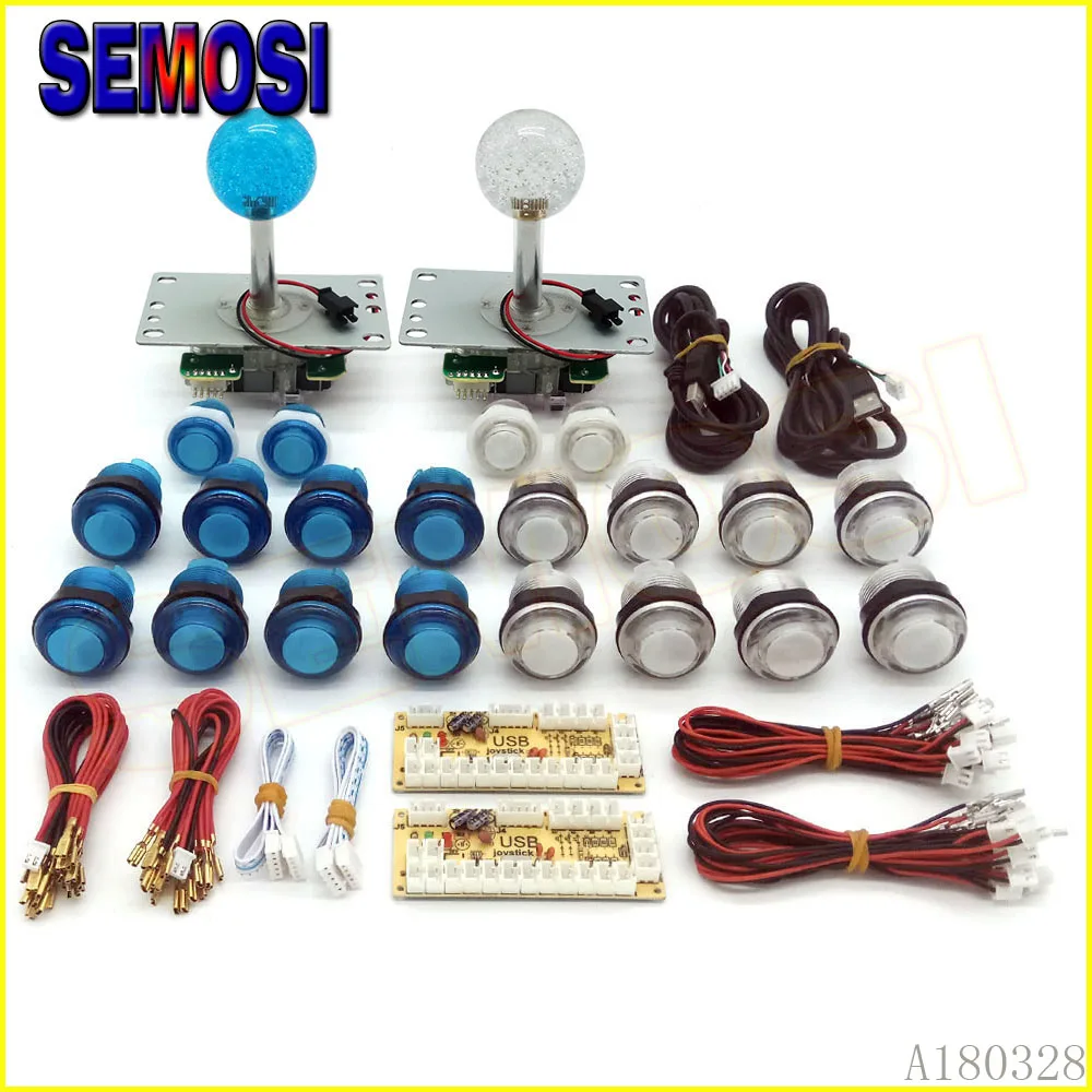 LED Arcade Joystick Button DIY Kit Zero Delay USB Encoder To PC 5Pin Illuminated Joystick+ 5V LED Push Buttons for Game Machine