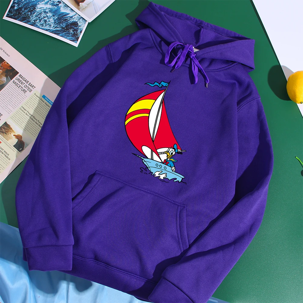 

Модные брендовые толстовки Disney для мужчин, милые свитшоты с принтом Дональд Дак, свободная толстовка в стиле Харадзюку, Мужская модная флис...