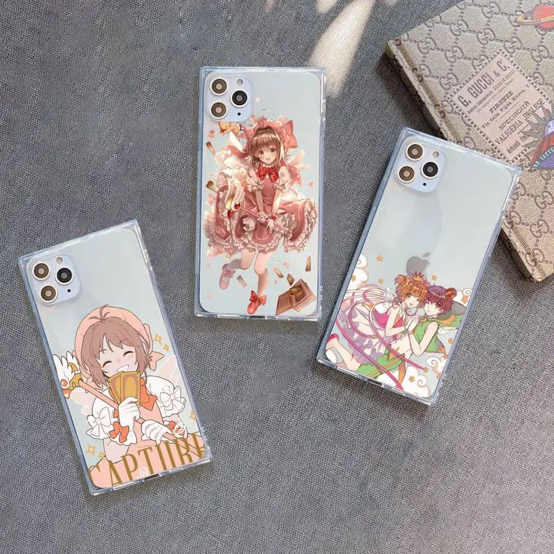 

Card Captor Sakura Phone Case For iPhone 7 8 11 12 X XS XR MINI Pro Max Plus Clear Square Transparent