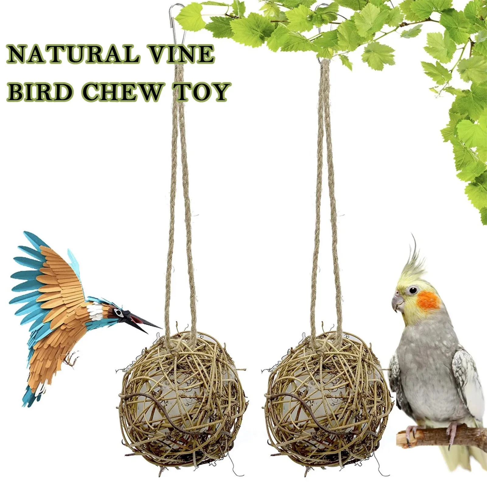 

2 шт., игрушка для попугаев из ротанга