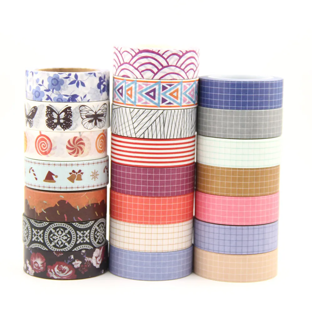 

B427-B450 1PC Kawaii grid Decoration Tape Paper Washi Masking Tape Creative Scrapbooking Stationary School Supplies