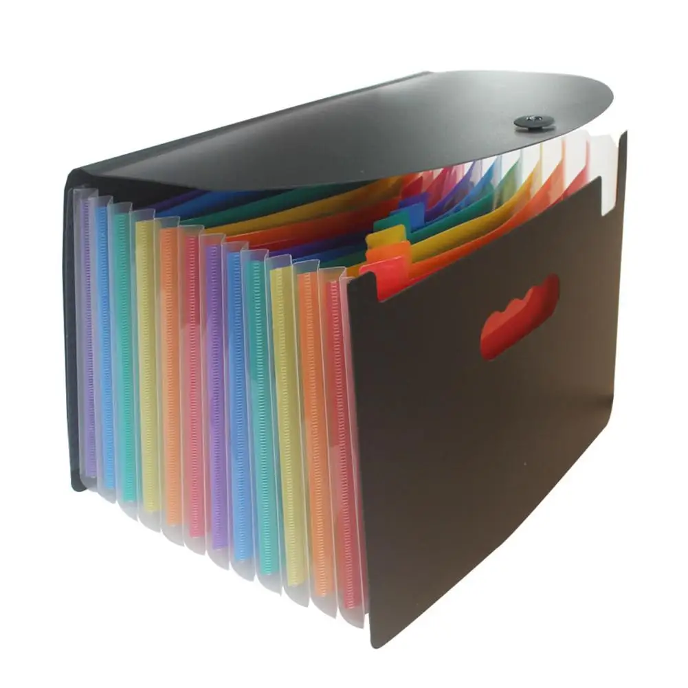 A4 Plastic 13 Pockets Expanding File Folder Office Document Paper Organizer Storage Holder Receipt File Case School Stationery