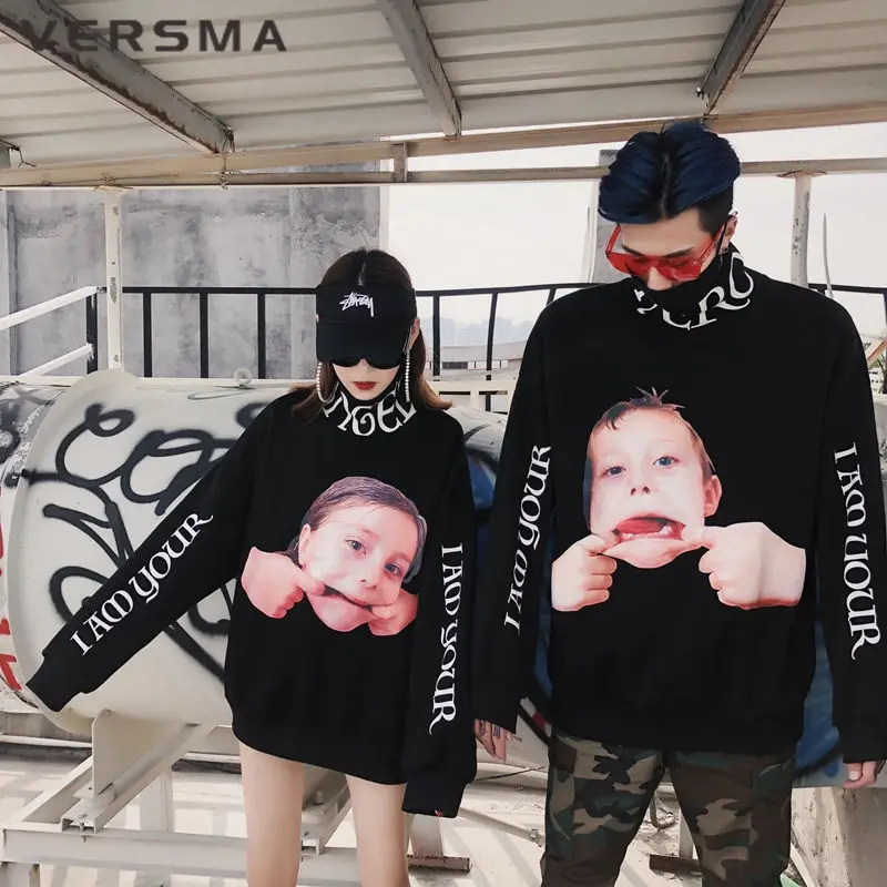 VERSMA корейский Harajuku Ulzzang 3D печатных толстовки кофты для мужчин и женщин осень High Street хип хоп свободные Рождество Пара Толстовка