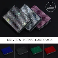 license leather case driving documents auto license card pack storage bag car accessories rhinestones wallet holder girls couple