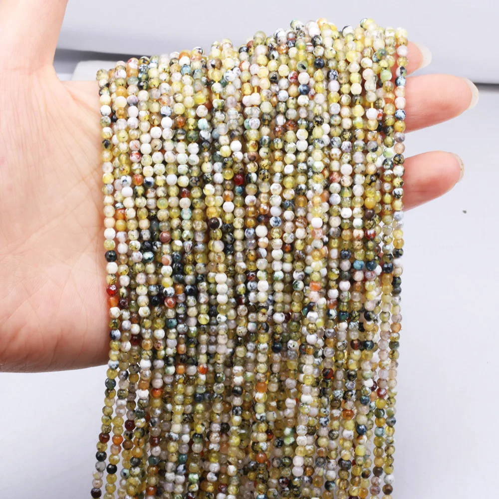 

Natural Agates Stone Beads Round Faceted Mixed Colors Beads for DIY Jewelry Making Bracelet Necklace Women Gift Size 3mm 4mm