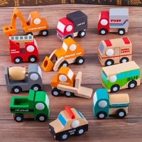 12pcsset simulation wooden car truck model kids educational toy birthday gift