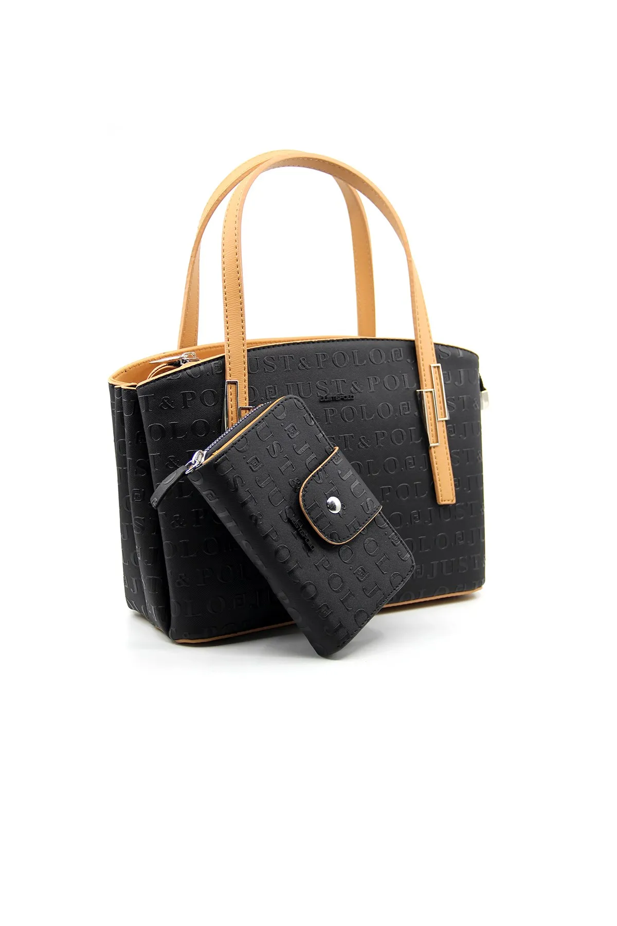 Black Tan Women 'S Adjustable Suspenders Shoulder Bag and Wallet Kombini PBU4030-1005