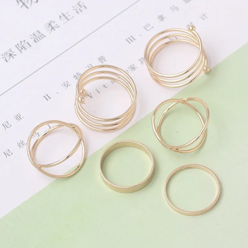 Кольца женские спиральные золотистые 6 шт./компл. | Украшения и аксессуары